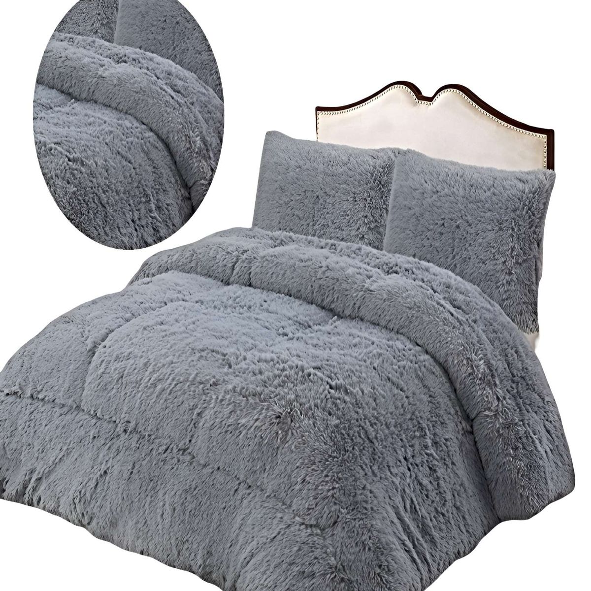 GENERICO - JUEGO COBERTOR DE INVIERNO PELUDO KING 250X270CM GRIS