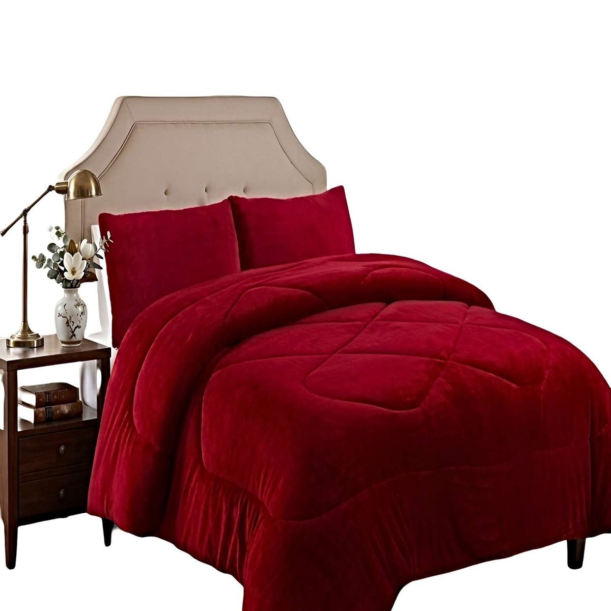 GENERICO - JUEGO COBERTOR DE INVIERNO PLUSH KING 250X270CM ROJO