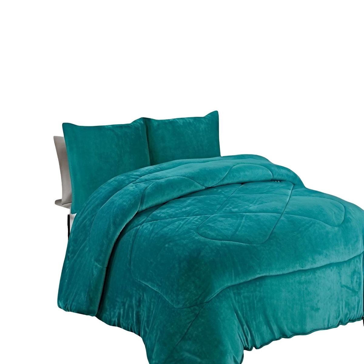 GENERICO - JUEGO COBERTOR DE INVIERNO PLUSH KING 250X270CM TURQUESA