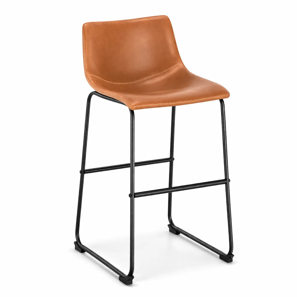 SPACE HOME - Taburete Cocina Barra Cuero Pu Caramel 48x49x94 Cm