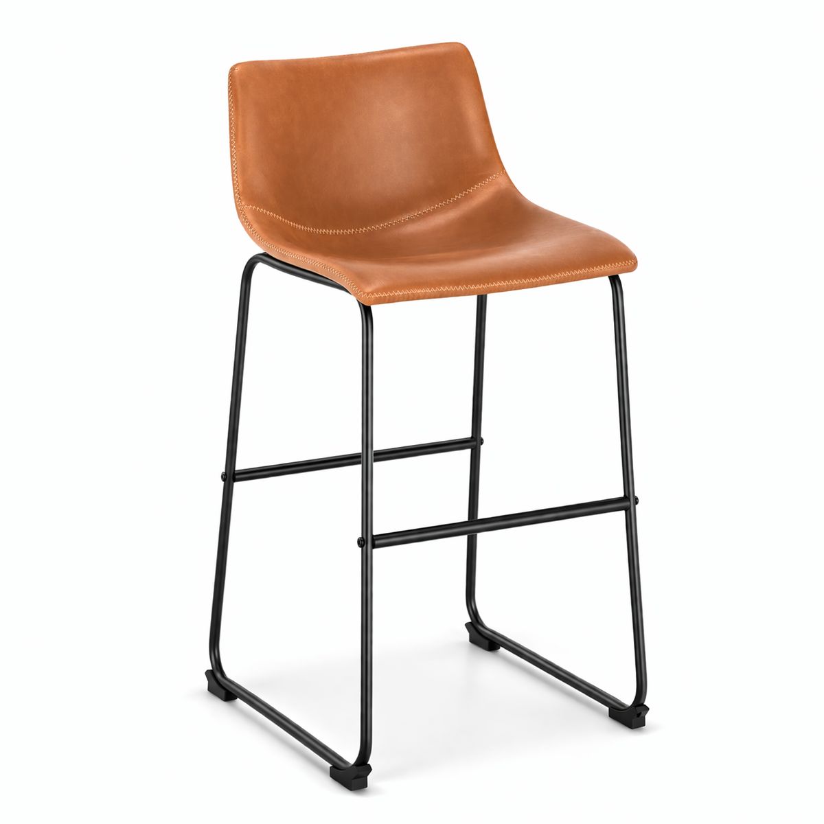 SPACE HOME - Taburete Cocina Barra Cuero Pu Caramel 48x49x94 Cm