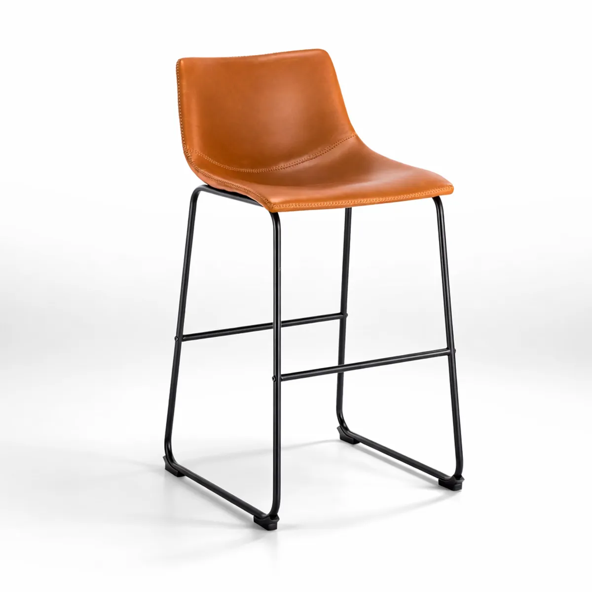 SPACE HOME - Taburete Cocina Barra Cuero Pu Caramel 48x49x94 Cm