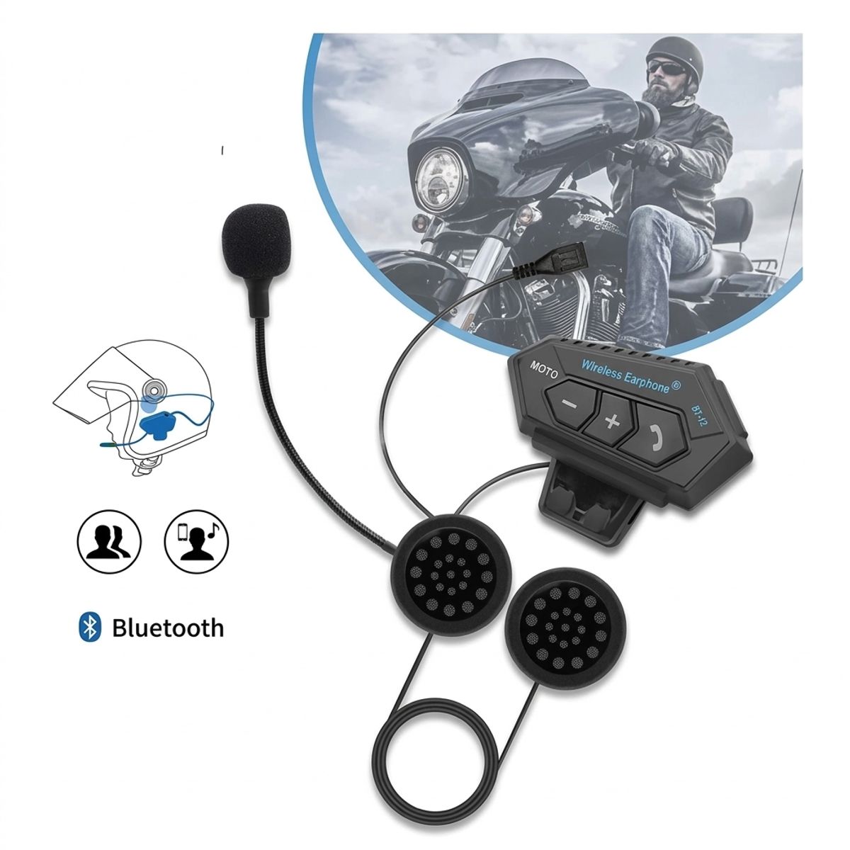GENERICO - Auricular Bluetooth 4.2 para casco de motocicleta