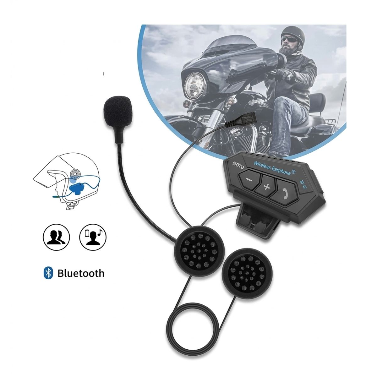 GENERICO - Auricular Bluetooth 4.2 para casco de motocicleta