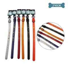 GENERICO - Collar PU con diseño huella de perro Color Aleatorio 2x45cm 12pcs