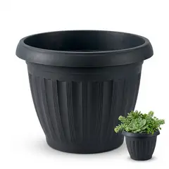 GENERICO - Macetero Plástico Redondo Negro 23 cm