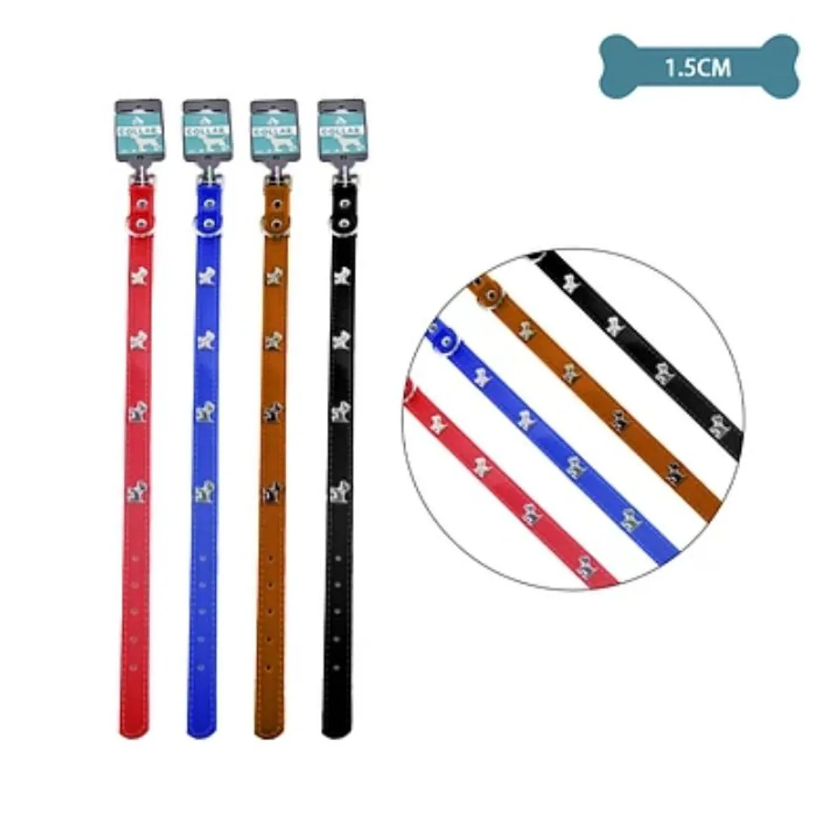 GENERICO - Collar PU con tachuelas de perro Color Aleatorio 1.5cm 12pcs