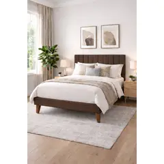 GENERICO - Cama Plaza y Media Turin Marron Respaldo + Base + Colchon Mery Desing Excellence Plus