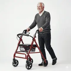 MOVI - Andador de Aluminio Plegable 4 Ruedas con Asiento y Respaldo - Movilidad Adulto Mayor
