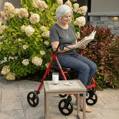 MOVI - Andador de Aluminio Plegable 4 Ruedas con Asiento y Respaldo - Movilidad Adulto Mayor