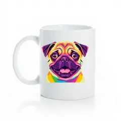 GENERICO - Taza de Cerámica con Diseño de Perro Pug Estilo Pop Art WPAP 11oz - Huella Print