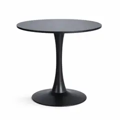 SPACE HOME - Mesa Redonda Negra 80x74 Cm Minimalista Base Metalica