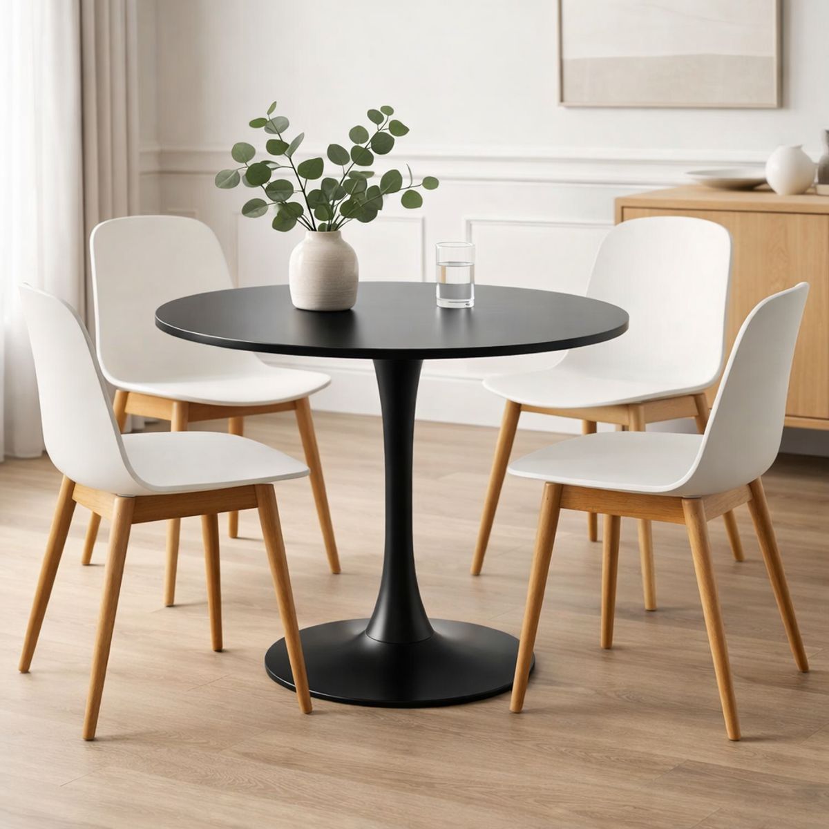 SPACE HOME - Mesa  Minimalista  Negra 80x74 Cm Cubierta MDF