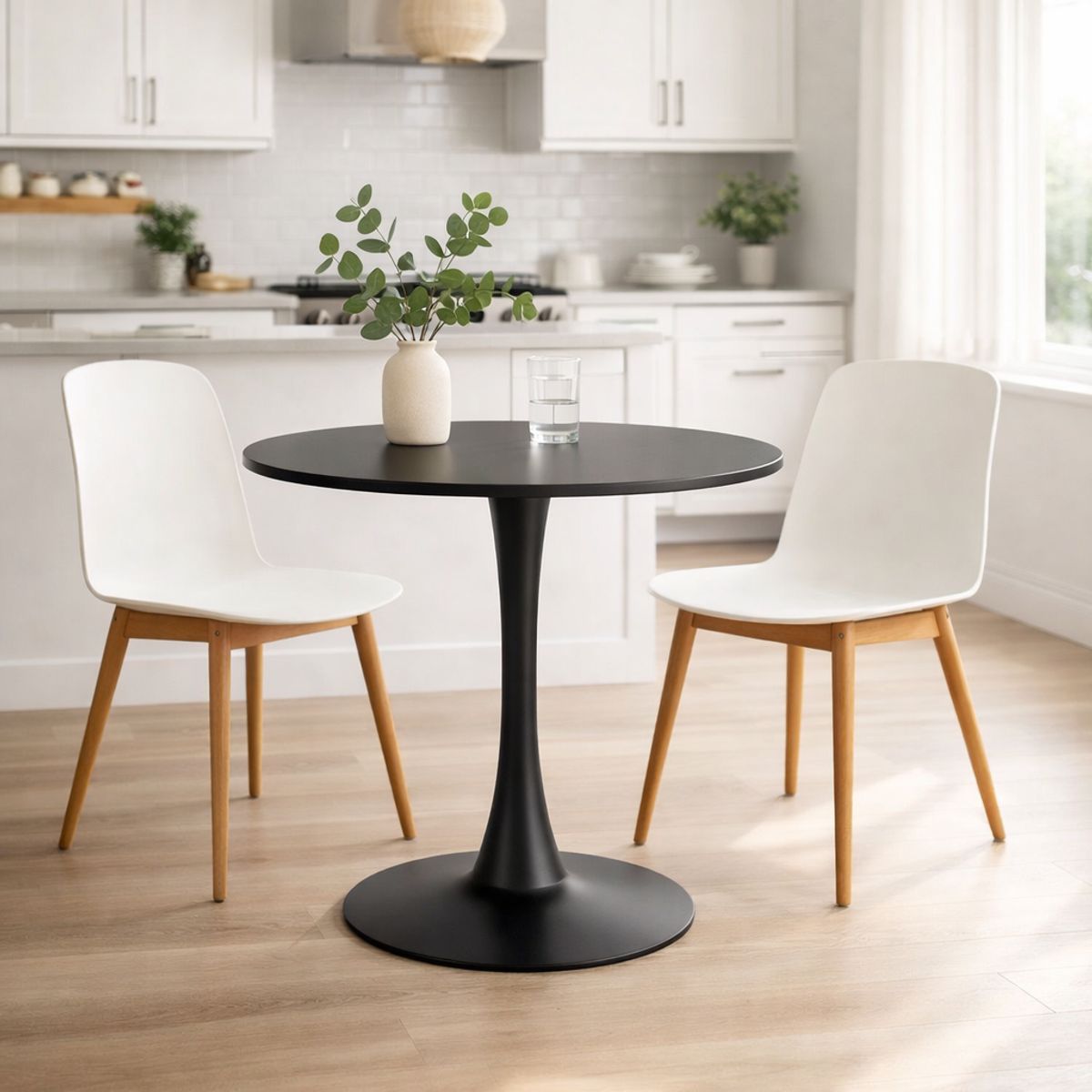 SPACE HOME - Mesa  Minimalista  Negra 80x74 Cm Cubierta MDF