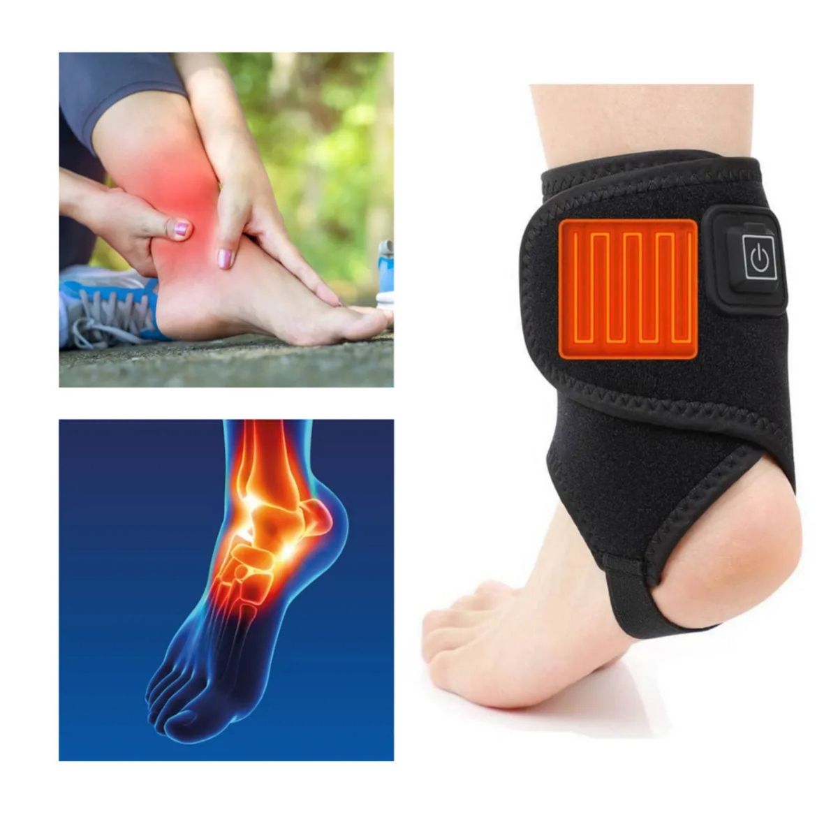 MOVI - Tobillera Térmica Ajustable con 3 Niveles de Calor para Alivio de Pie y Tobillo
