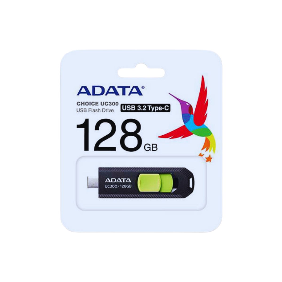 ADATA - Memoria Usb Tipo C Adata Uc300 128gb Retráctil Negroverde