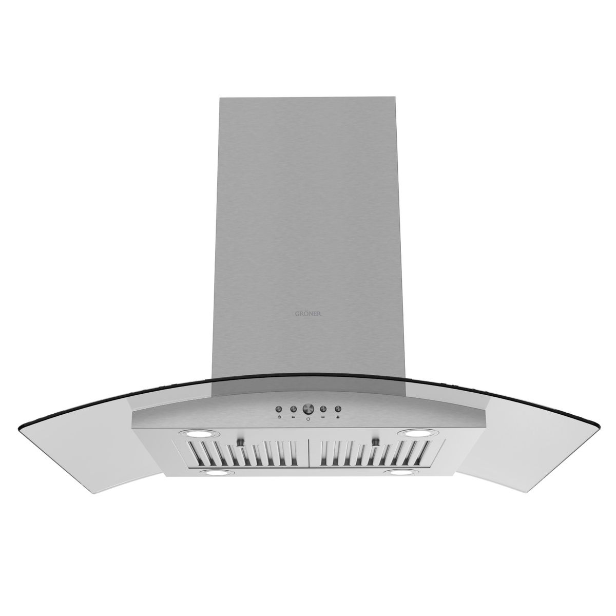 GRONER - Campana Isla Gröner Inox Glass T90