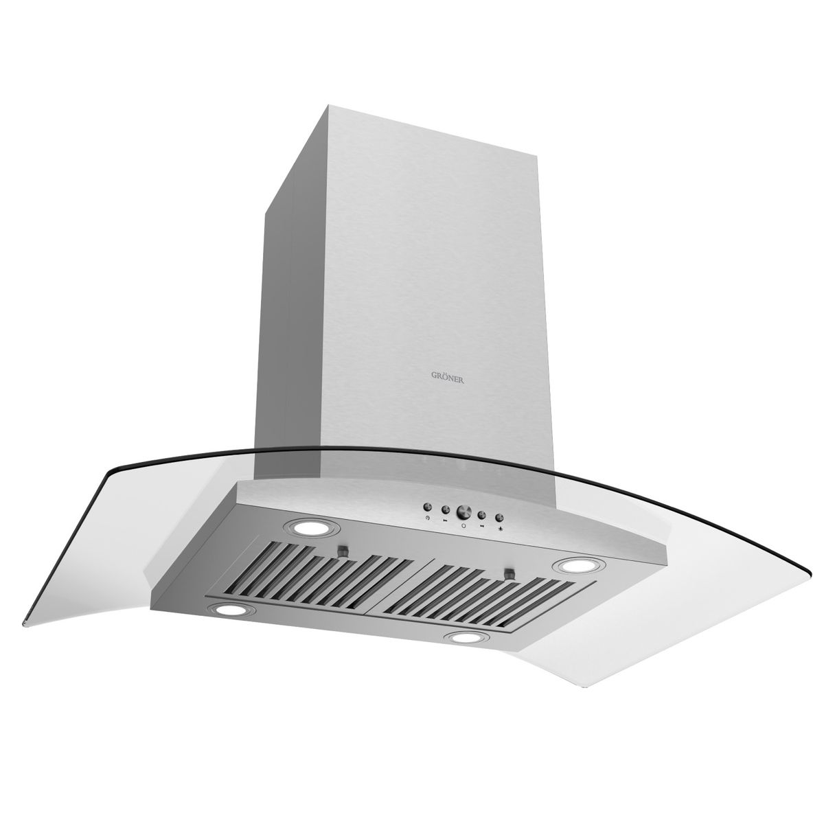 GRONER - Campana Isla Gröner Inox Glass T90