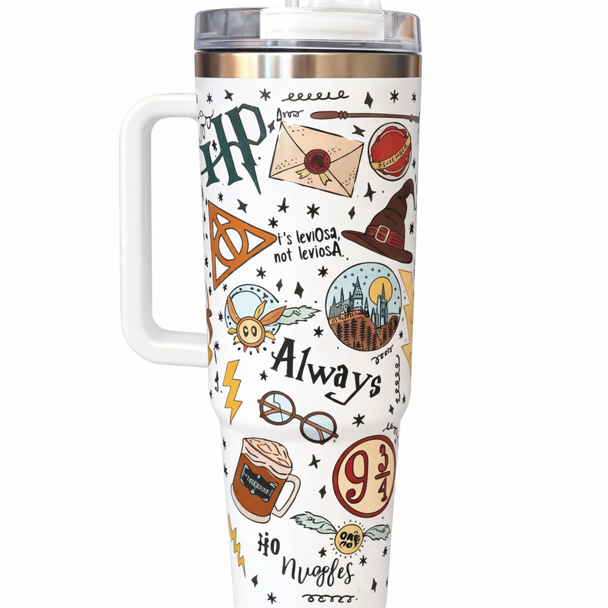 GENERICO - Vaso Térmico Harry Potter 1.2 Litros Acero Inoxidable con Bombilla modelo 2