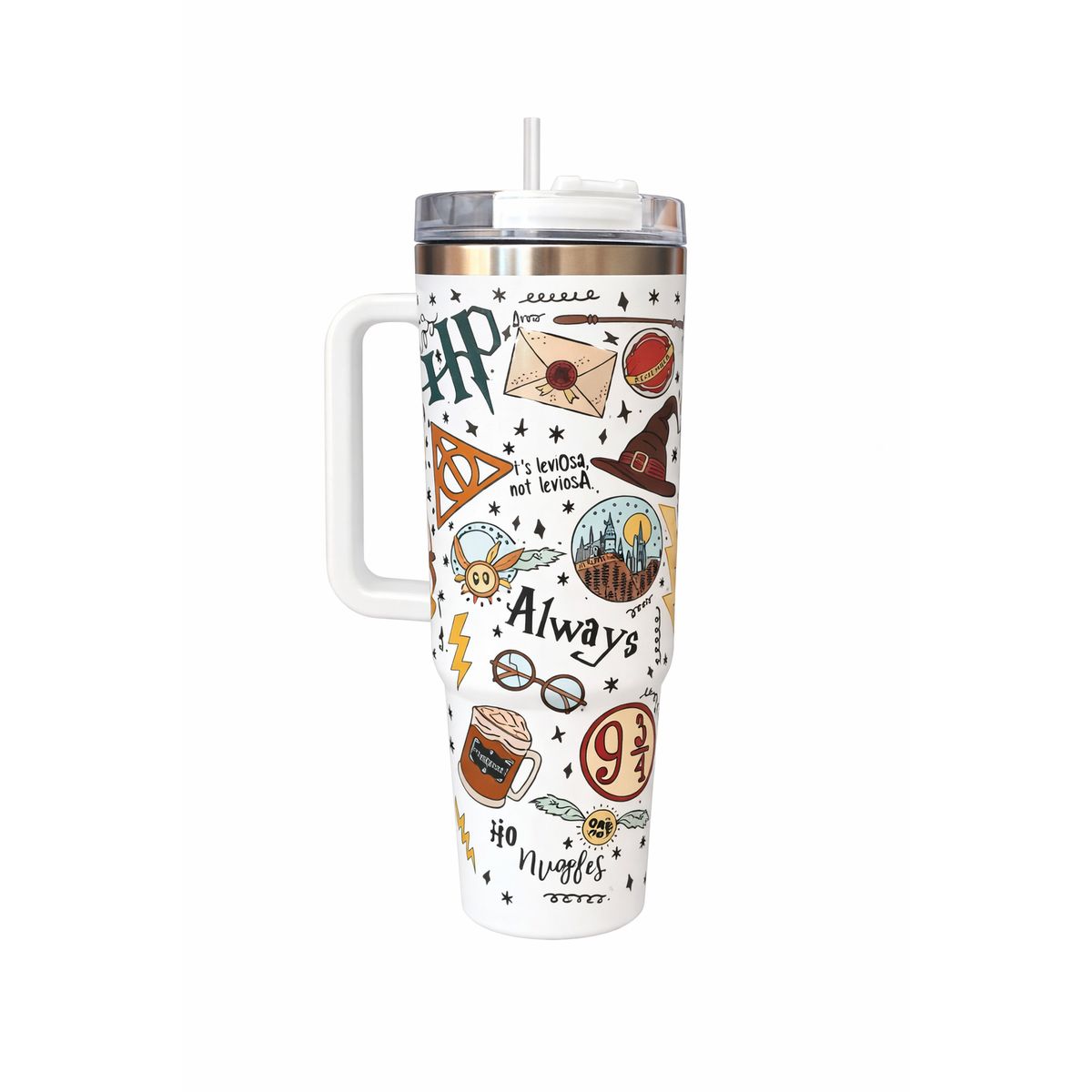 GENERICO - Vaso Térmico Harry Potter 1.2 Litros Acero Inoxidable con Bombilla modelo 2