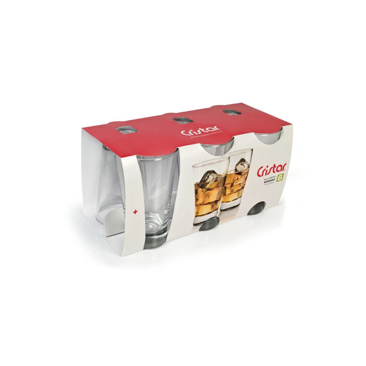 CRISTAR - Juego 6 Vasos Vidrio Cristar London 394ml Apto Lavavajillas