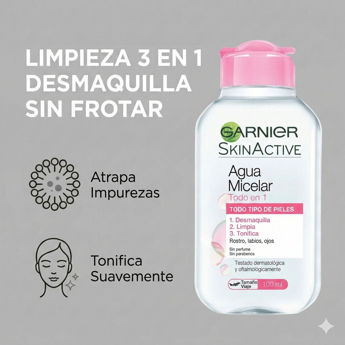 GARNIER - Desmaquillante Agua Micelar Garnier Todo En 1 100ml