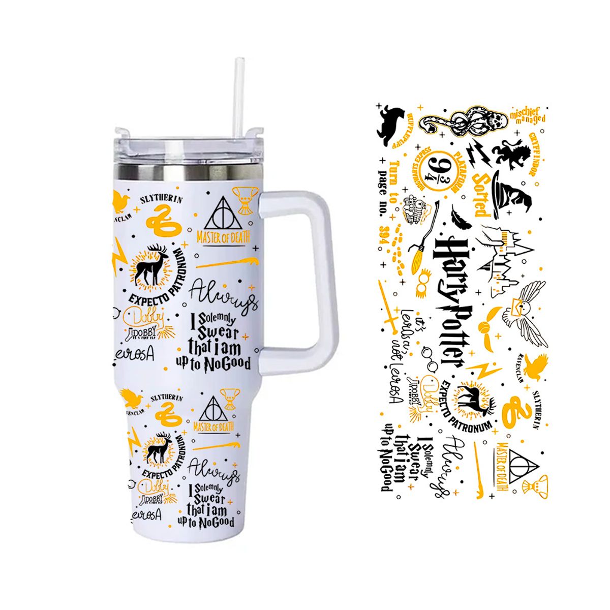 GENERICO - Vaso Térmico Harry Potter 1.2 Litros Acero Inoxidable con Bombilla modelo 3