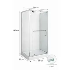 GENERICO - Mampara Ducha 80x80cm Cabina Esquinera con Puerta Abatible 190 cm Alto