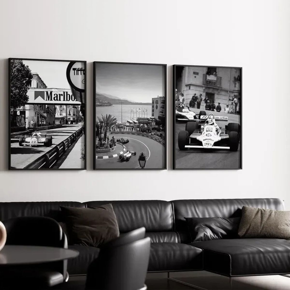 GENERICO - Cuadro Fórmula 1 GP Vintage Set 3 Cuadros Clásicos F1 Decoración Automovilismo Marco