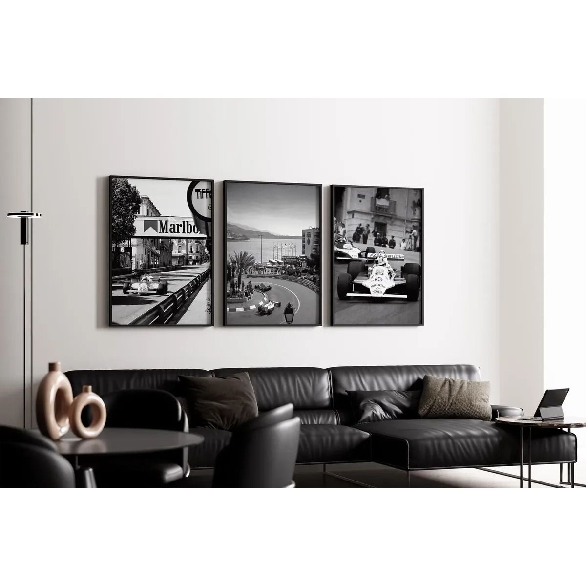 GENERICO - Cuadro Fórmula 1 GP Vintage Set 3 Cuadros Clásicos F1 Decoración Automovilismo Marco