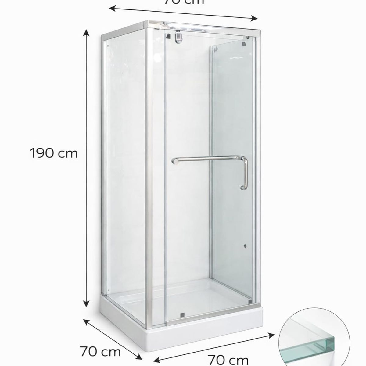 GENERICO - Mampara Ducha 70x70cm Cabina Esquinera con Puerta Abatible 190 cm Alto