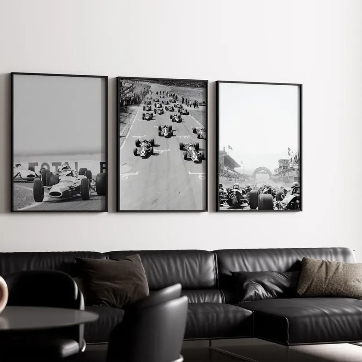 GENERICO - Cuadro Fórmula 1 Inicios Set 3 Cuadros Historia F1 Clásica Decoración Automovilismo Marco