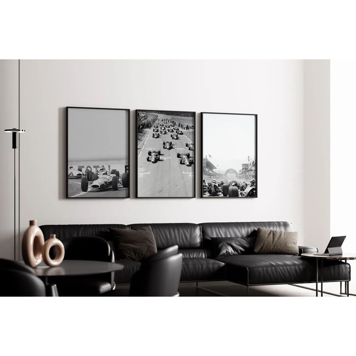 GENERICO - Cuadro Fórmula 1 Inicios Set 3 Cuadros Historia F1 Clásica Decoración Automovilismo Marco