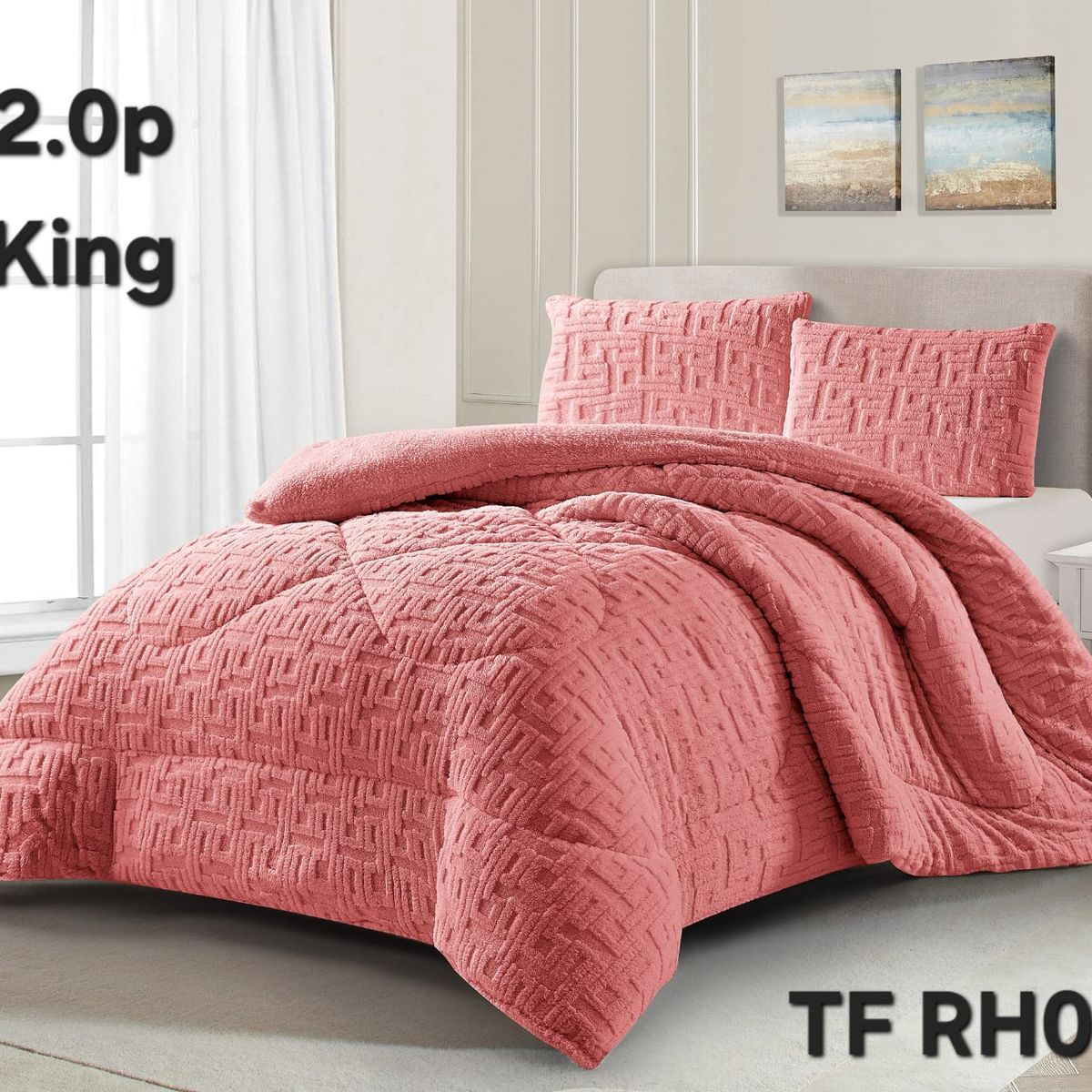 GENERICO - Cobertor de Invierno con Chiporro 2 Plazas Plumon Texturizado Color Rosa