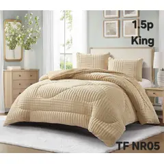 GENERICO - Cobertor de Invierno con Chiporro 2 Plazas Plumon Color Beige Diseño Lineas