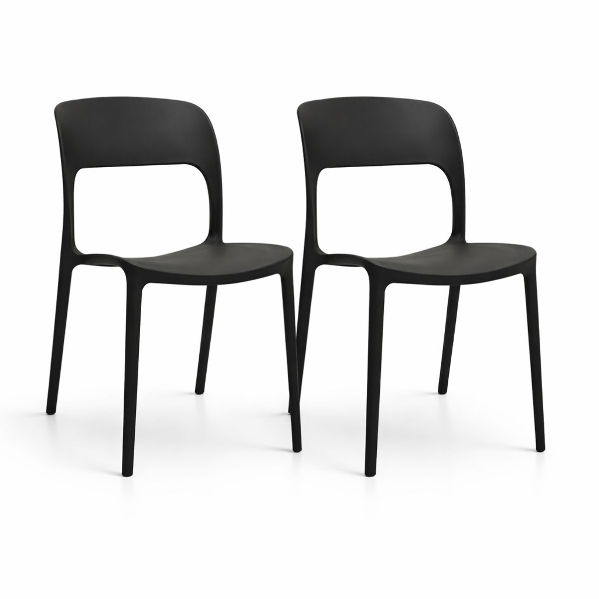 SPACE HOME - 2 Sillas Modernas Negras 43x41x83 Cm Para Comedor Terraza