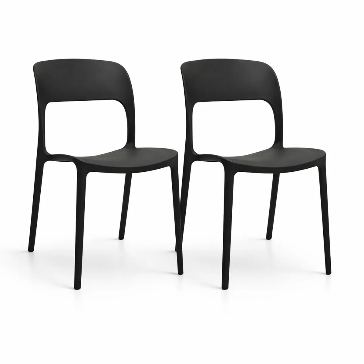 SPACE HOME - 2 Sillas Modernas Negras 43x41x83 Cm Para Comedor Terraza