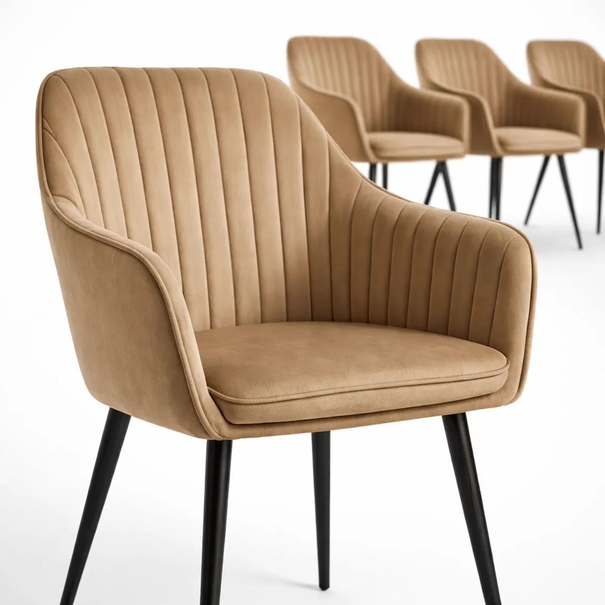 SPACE HOME - Pack 4 Butacas Tapizadas Con Apoyabrazos Tipo Velvet