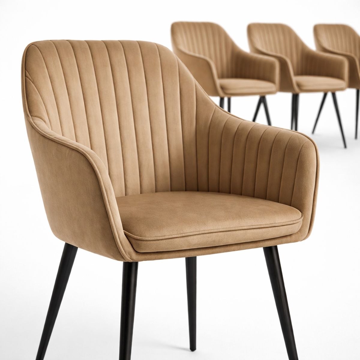 SPACE HOME - Pack 4 Butacas Tapizadas Con Apoyabrazos Tipo Velvet