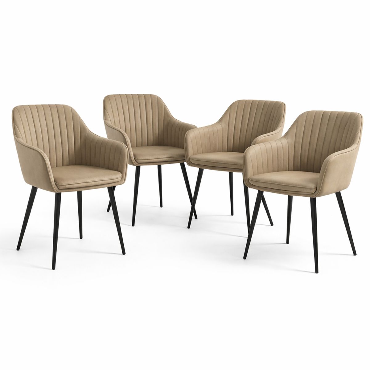 SPACE HOME - Pack 4 Butacas Tapizadas Con Apoyabrazos Tipo Velvet