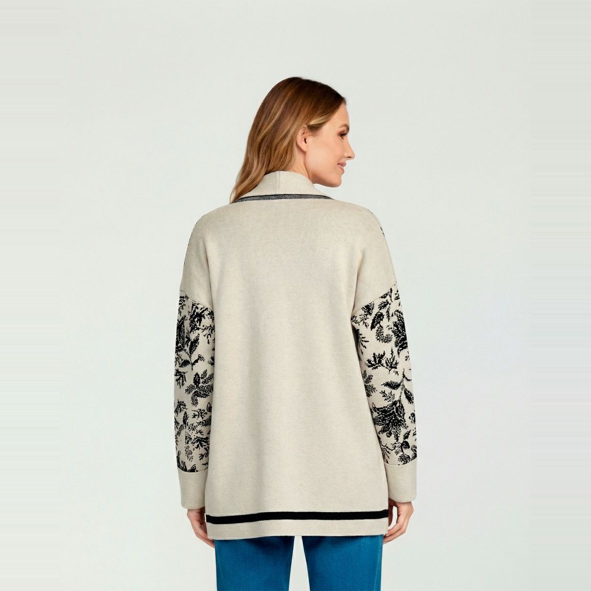 LINEATRE - Cardigan Mujer Giovanna Relaxed Cuello Con Solapa Manga Caída Crudo Lineatre
