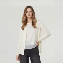 LINEATRE - Cardigan Mujer Paola Cuello Tipo Kimono Crudo