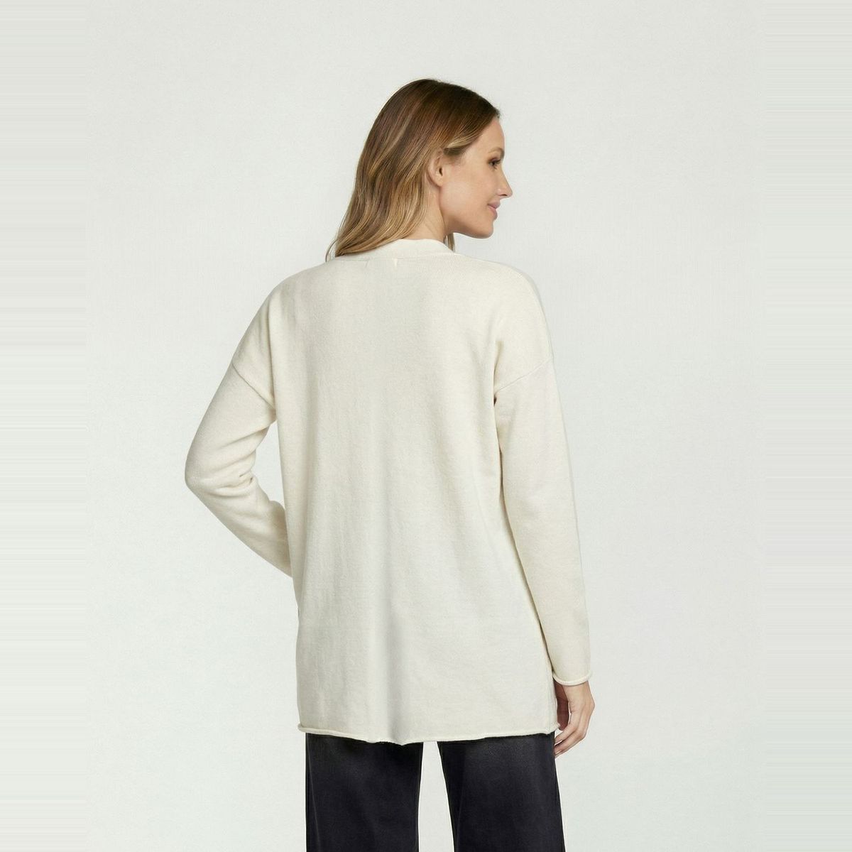 LINEATRE - Cardigan Mujer Gianna Relaxed Cuello Tipo Kimono Manga Caída Crudo Lineatre