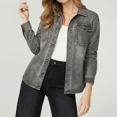 LINEATRE - Camisa Mujer Emilia Relaxed Cuello Tipo Camisa Manga Tipo Camisa Negro