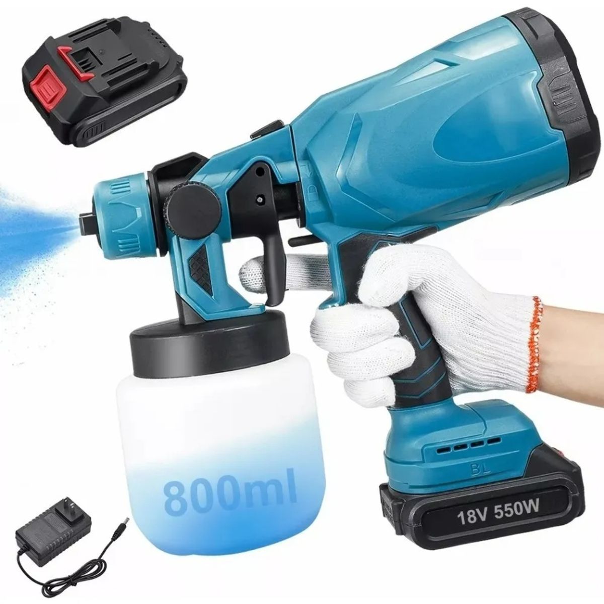 GENERICO - Pistola de pintura eléctrica inalámbrica con 2 Baterías mas cargador