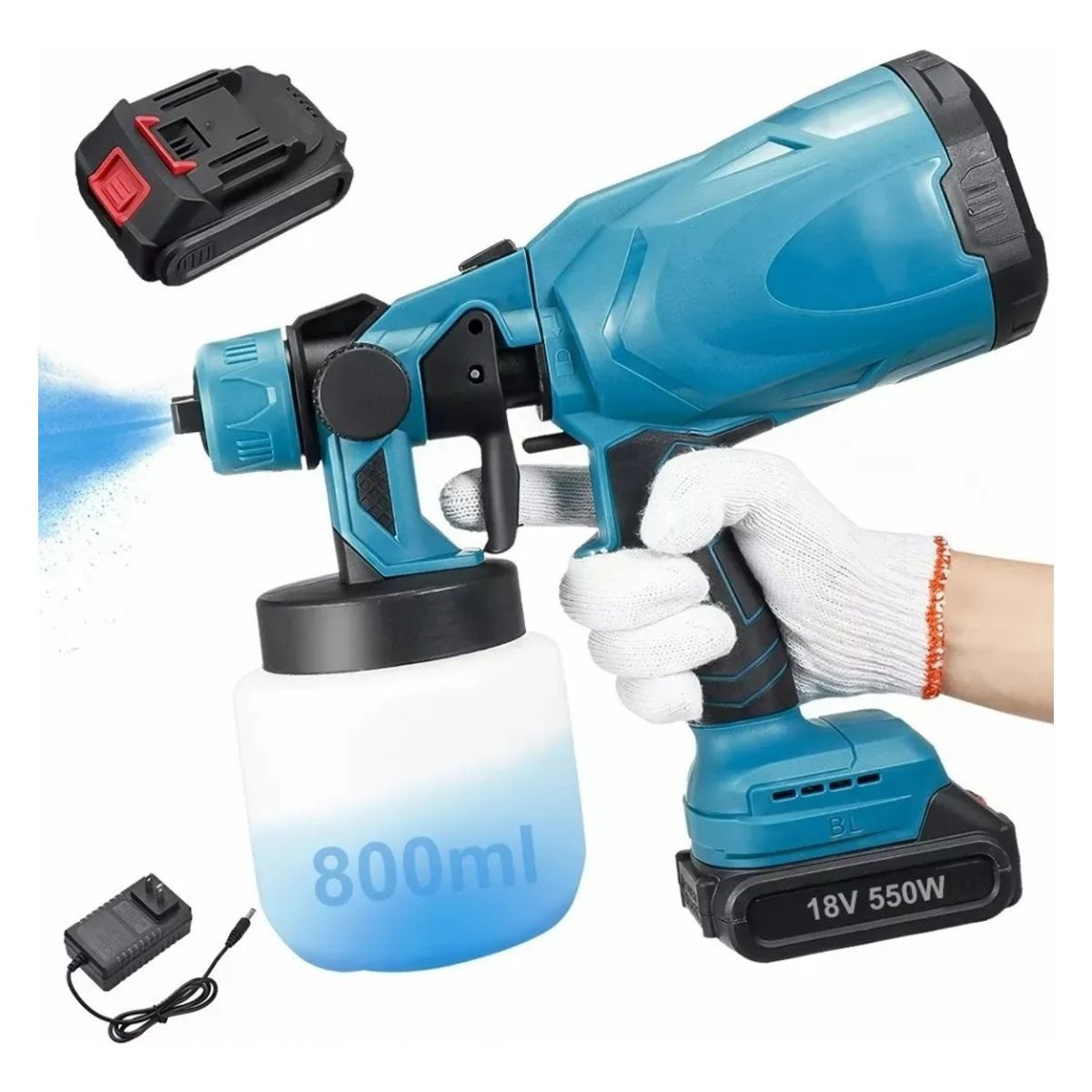 GENERICO - Pistola de pintura eléctrica inalámbrica con 2 Baterías mas cargador