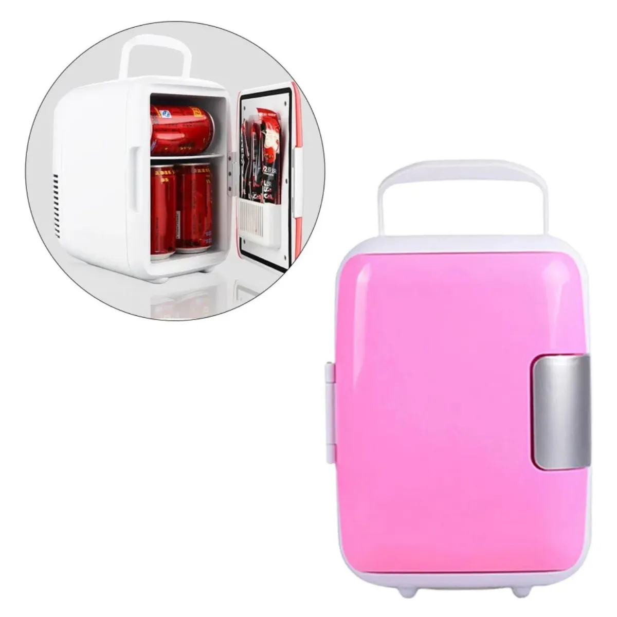 GENERICO - Cooler mini refrigerador auto 12 Volts Rosado