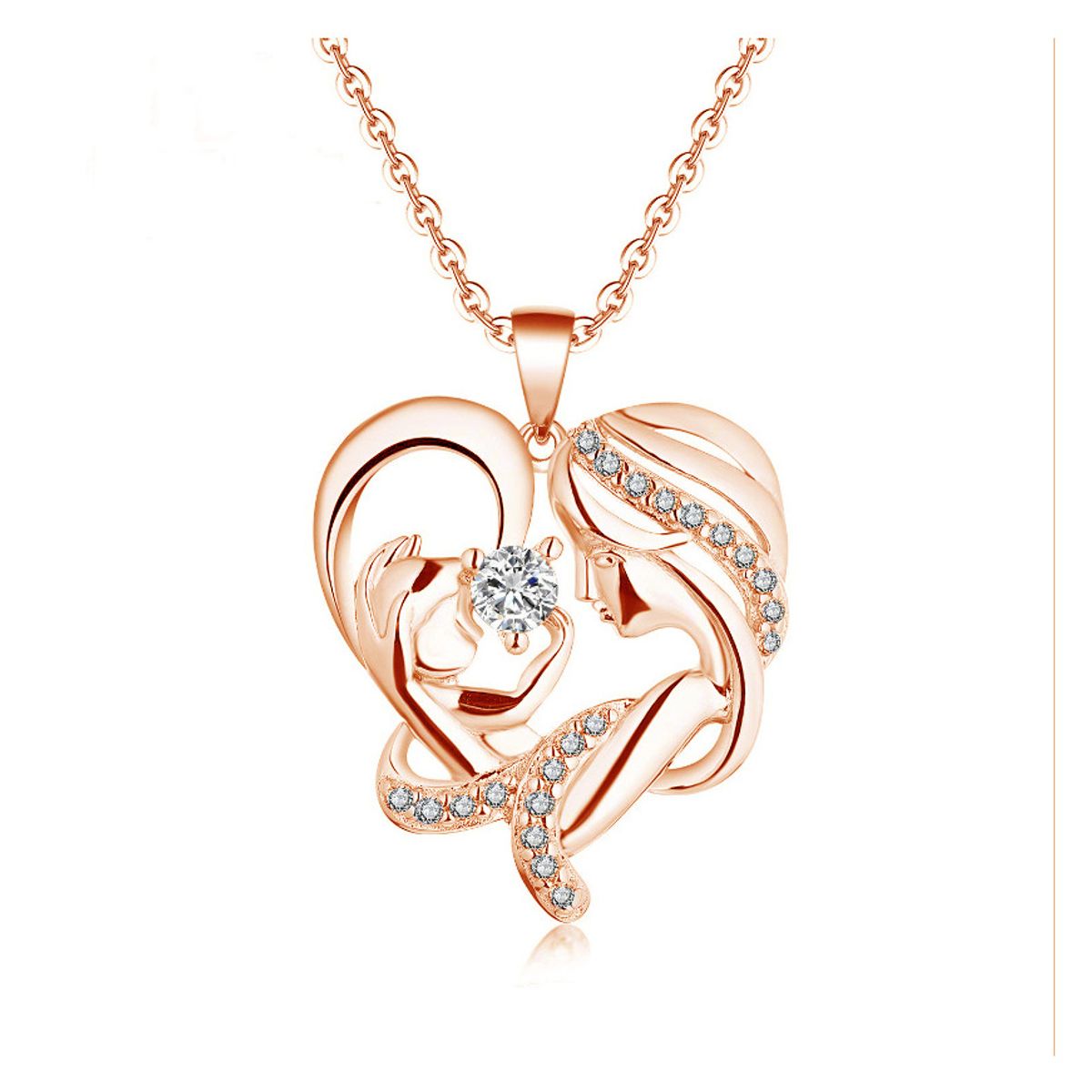 ZG JOYAS - Collar Corazón Enchapado Oro Rosa Madre Hijo Regalo Mamá