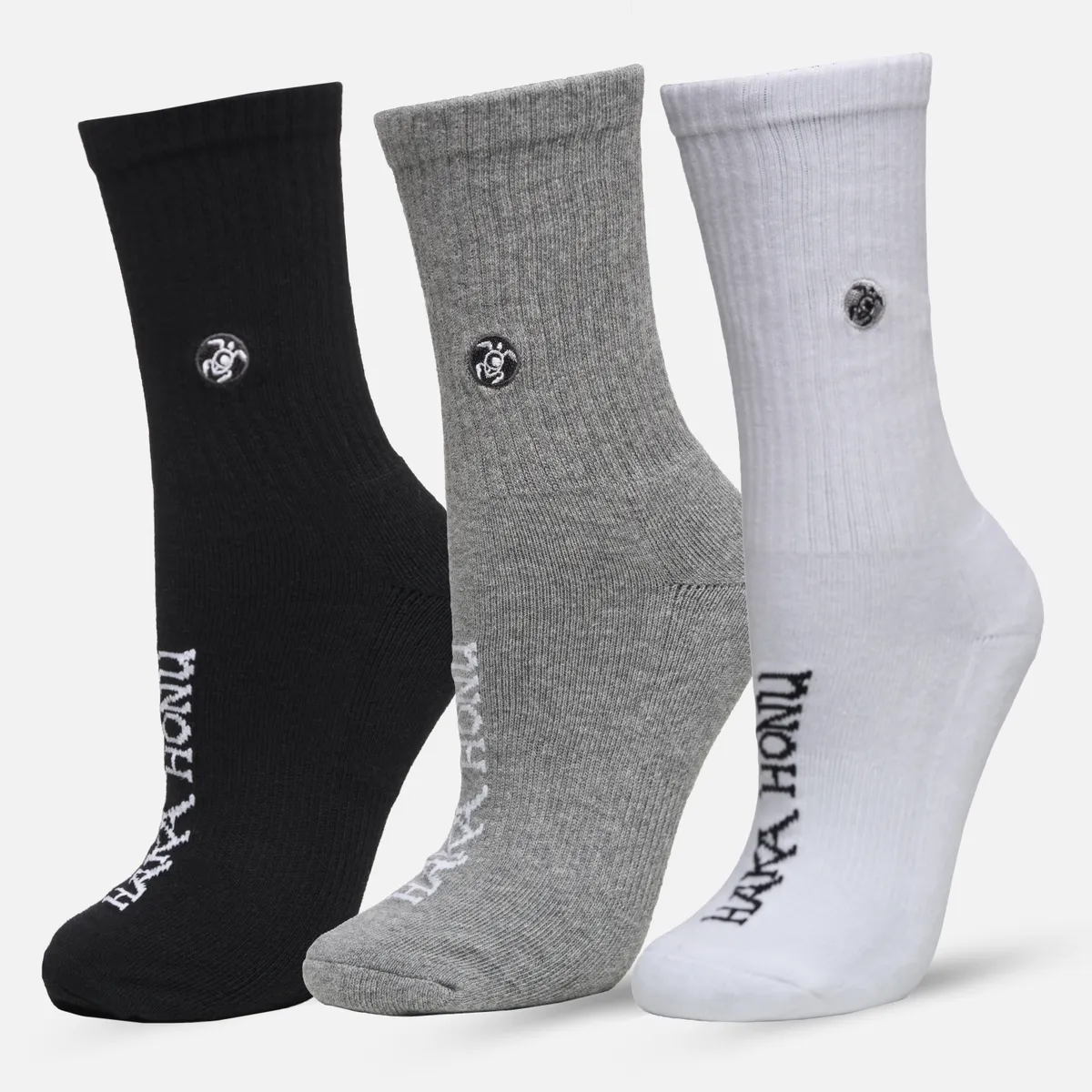 HAKA HONU - Calcetín Unisex Las Tres Puntas Pack Medio Negro / Gris / Blanco Haka Honu