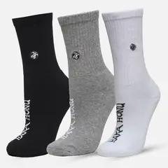 HAKA HONU - Calcetín Unisex Las Tres Puntas Pack Medio Negro / Gris / Blanco